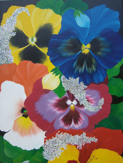 pensamientos Oil Canvas Floral Painting