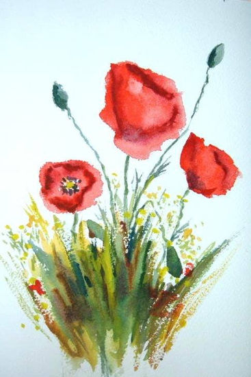 Amapolas Watercolour Paper Floral Painting