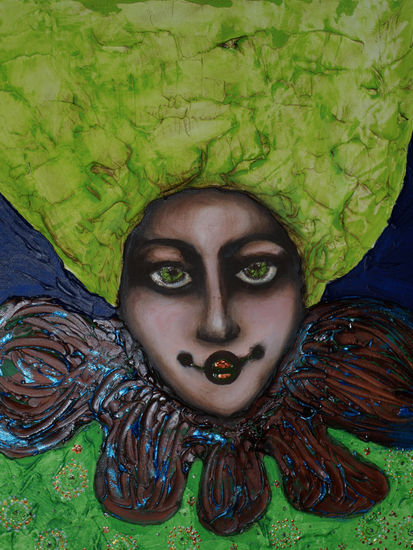 Cecilia en verde Mixed media Canvas Figure Painting