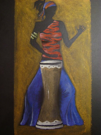 africana con fruta 2 Pastel Card Figure Painting