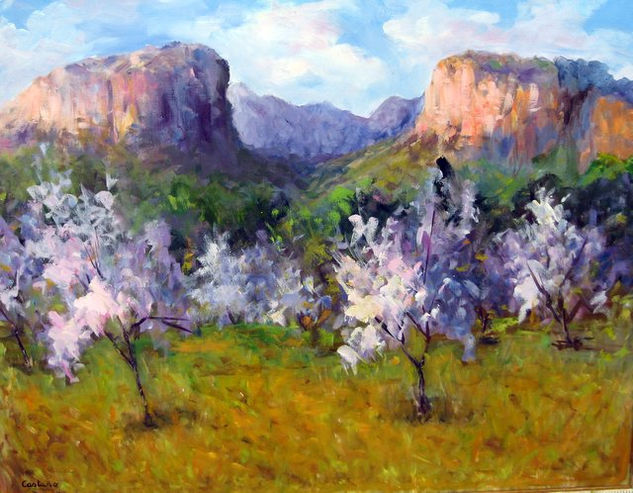 ALMENDROS EN LA FALDA DE LOS MONTES DE ALARÓ Óleo Lienzo Paisaje