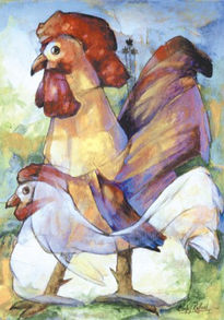 Rooster and hen