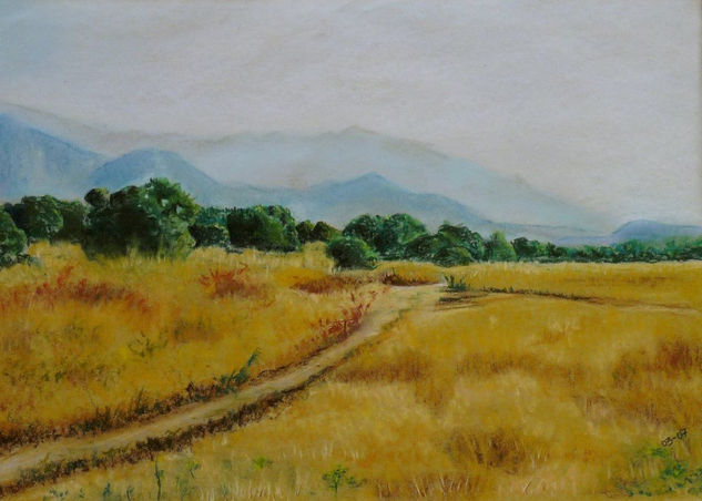 PAISAJE SIERRA DE MADRID EN PASTEL Pastel Papel Paisaje