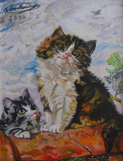 LOS GATOS Oil Canvas Animals