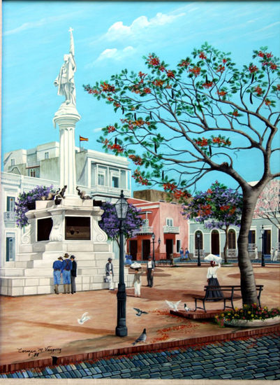 La plaza de Colon (el mejor arte Naif de Puerto Rico) 