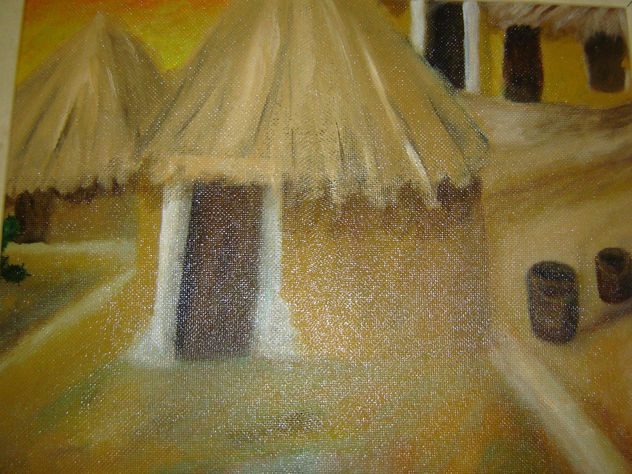 casa em Dakar, 50x52cm. mista s. mdf. 350€