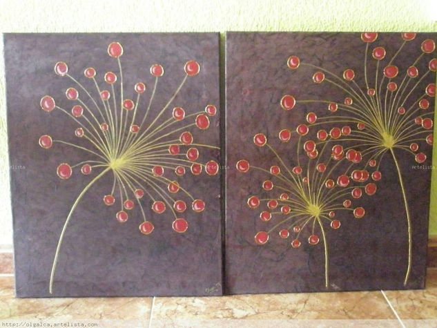 bolitas 2 Acrylic Canvas Floral Painting