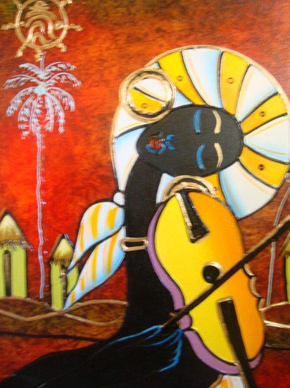 Violinista Africana Oil Canvas Landscaping