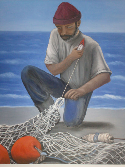 El pescador Oil Canvas Figure Painting