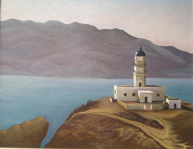 El faro (Grecia) Oil Textile Marine Painting