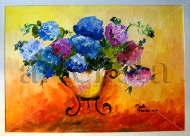 Las hortensias que adornan el jarron de la abuela
