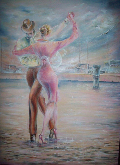 Tango argentino.Riachuelo Oil Canvas Figure Painting