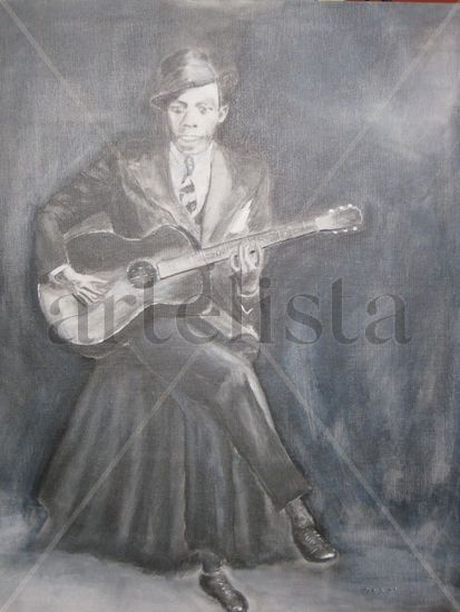 Robert Johnson Graphite Canvas Portrait