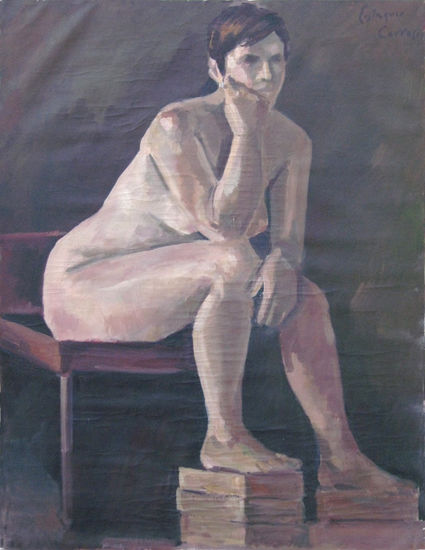 Mujer sentada esperando Oil Canvas Nude Paintings