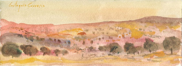 Encinas en la tarde Watercolour Paper Landscaping