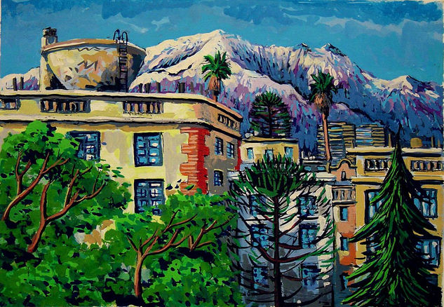 Parque Balmaceda Gouache Papel Paisaje