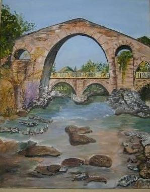 Puente en Cangas de Onis Oil Canvas Landscaping