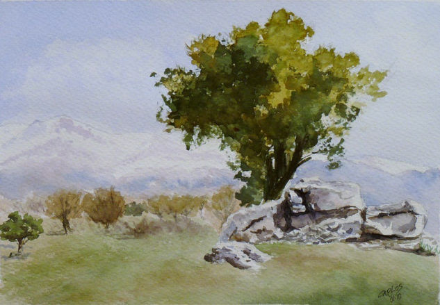 PAISAJE DE MORALZARZAL, DEHESA Watercolour Paper Landscaping