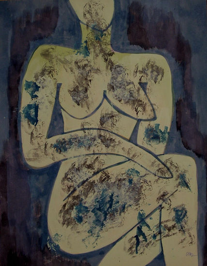 Desnudo azul sentado