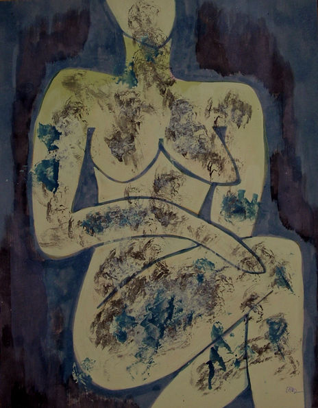 Desnudo azul sentado