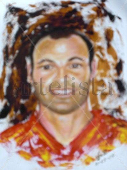 INIESTA Óleo Papel Retrato