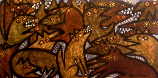 Jauría en calma Mixed media Canvas Animals