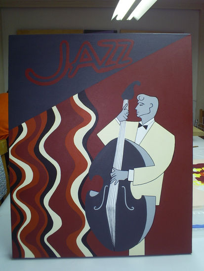 MUSICO DE JAZZ. Acrylic Canvas Figure Painting