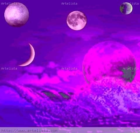 NOCHE Y MAR  , EN  PLANETA  DE  LAS  LUNAS  ROSAS