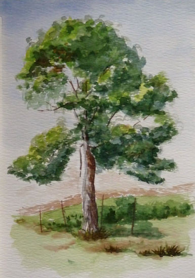 PAISAJE CON ARBOL Watercolour Paper Landscaping