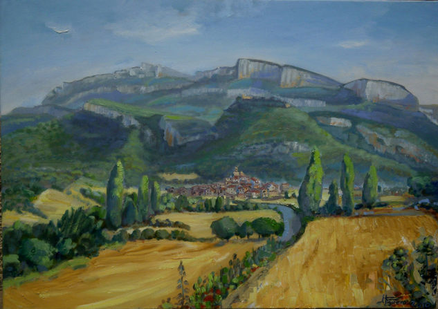 Vilanova de Meia i el Montsec Oil Canvas Landscaping