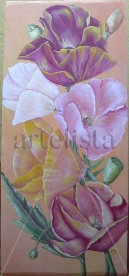 "ENTRE MALVAS Y AMAPOLAS" Oil Canvas Floral Painting