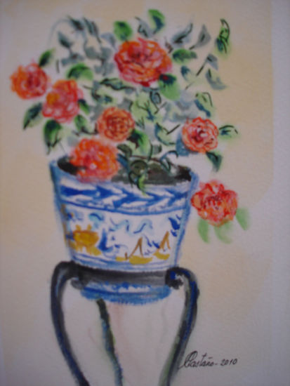 Maceta 2 de mi patio Watercolour Card Floral Painting