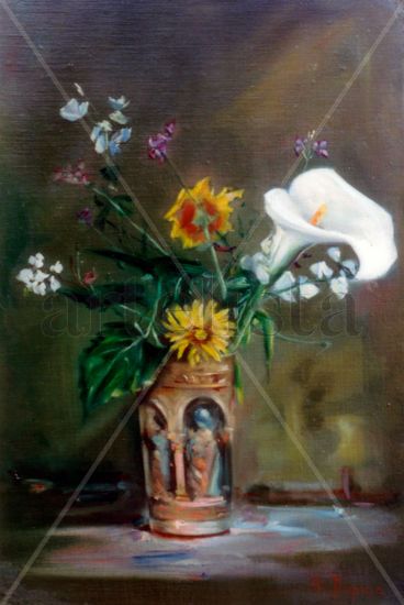 Bodegón de flores/Natureza morta de flores/Still life of flowers Oil Canvas Still Life Paintings