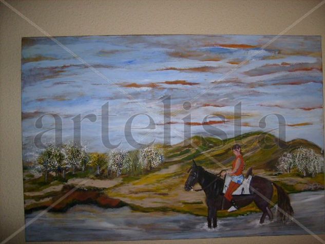 MI HIJA A CABALLO Oil Canvas Landscaping