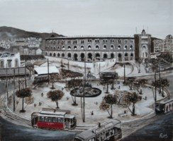 Plaça d'Espanya Oil Canvas Landscaping