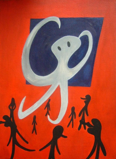 Pulpo y cabezas chilladoras Acrylic Canvas Animals