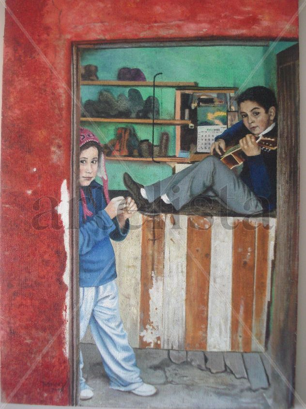 Niños Jugando En El taller De Un Zapatero Cesante. 2008