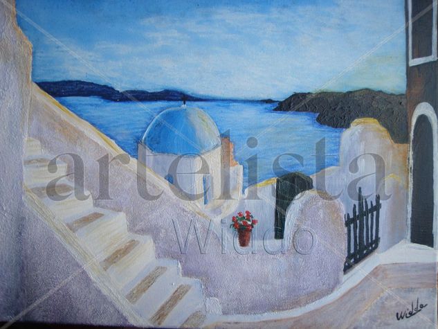 Rincón de Santorini (original) Acrylic Canvas Landscaping