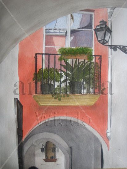 callejón de Torredembarra (Costa Dorada) Watercolour Paper Landscaping