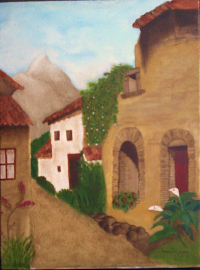 ALDEA EN LA MONTAÑA Oil Canvas Landscaping