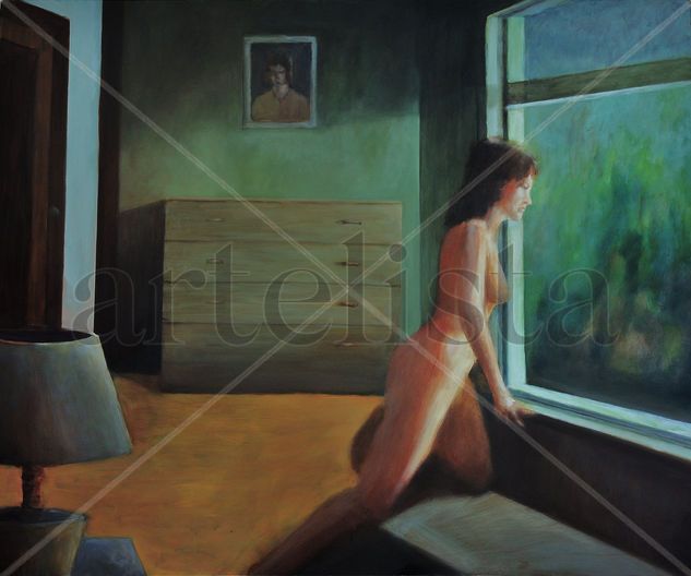 Desnudo  en la ventana Oil Panel Nude Paintings