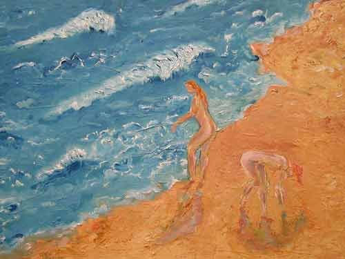 desnudos en la playa Oil Canvas Landscaping