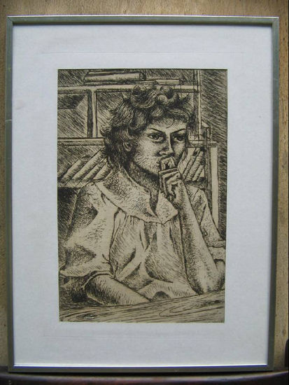 mujer que piensa Etching Process