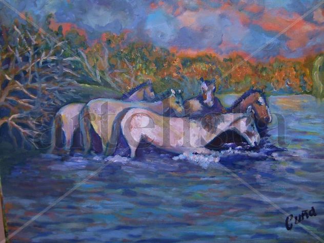caballos en la creciente