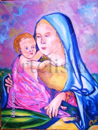 mujer con niño Oil Canvas Others