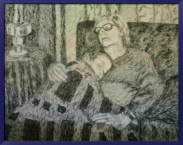 LA SIESTA DE LA ABUELA Grafito Tabla Figura