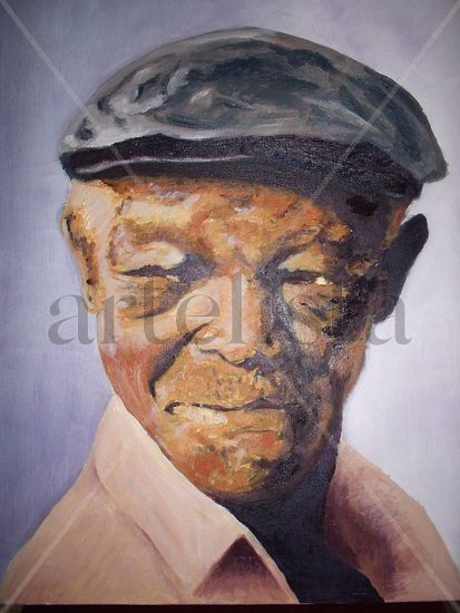 Retrato de Ibrahim Ferrer Oil Canvas Portrait