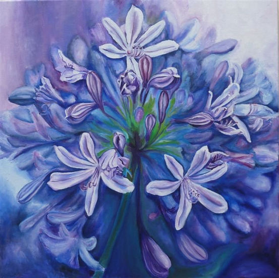 agapapanthus de Martina Oil Canvas Floral Painting