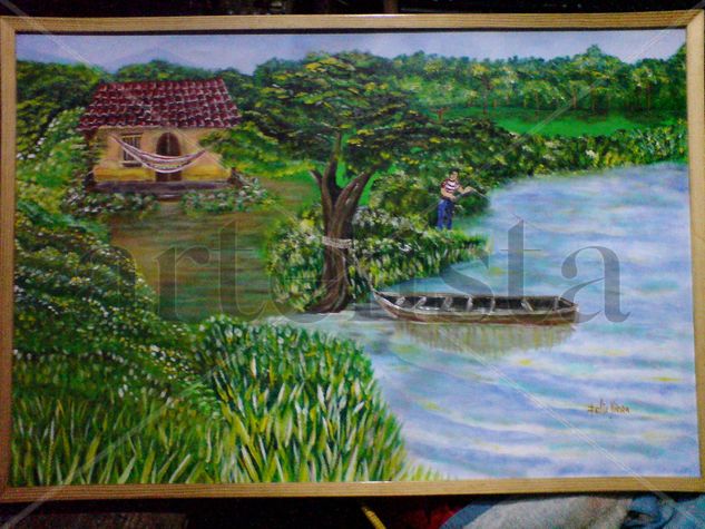 faenas de pesca II Acrylic Canvas Landscaping