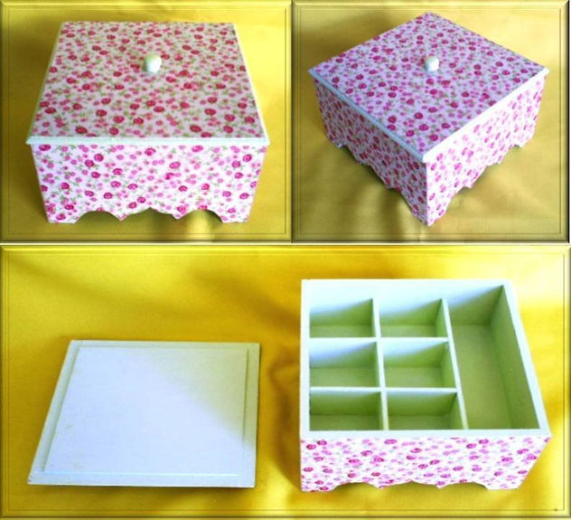 Porta jóia revestido com tecido floral R$35,00